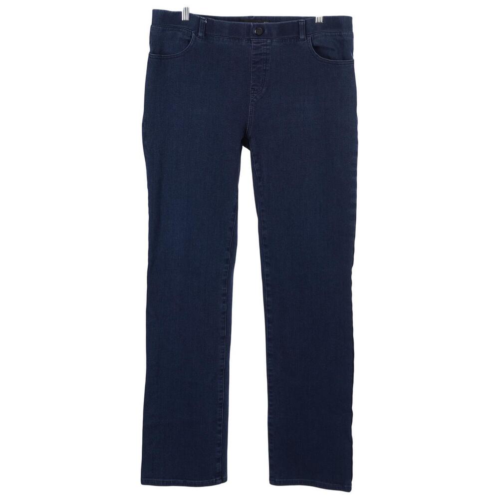 Betabrand Jeans XL Long Blue Yoga Denim 4-Pocket Straight Leg Pull On Stretch